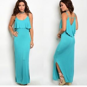 Turquoise cotton/ spandex summer dress